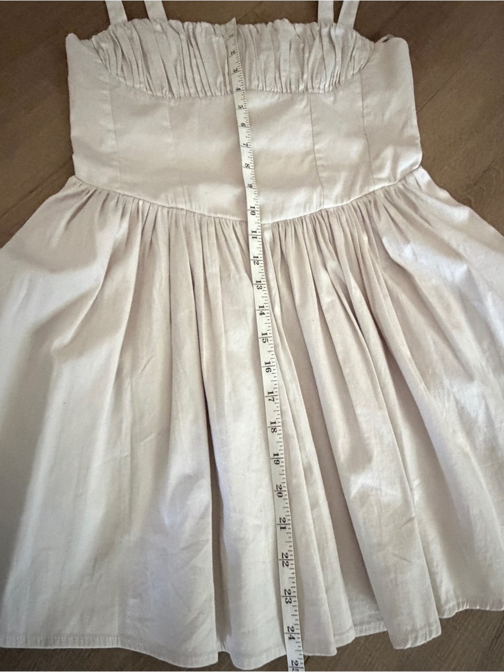 Zara Dress NEW Medium Beige Cotton Shirred Straps Sleeveless Mini Fit Flare Chic - Picture 16 of 16